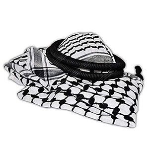 Arafat Arab scarf shawl Keffiyeh Kafiya shemagh palestine + Igal Agal set
